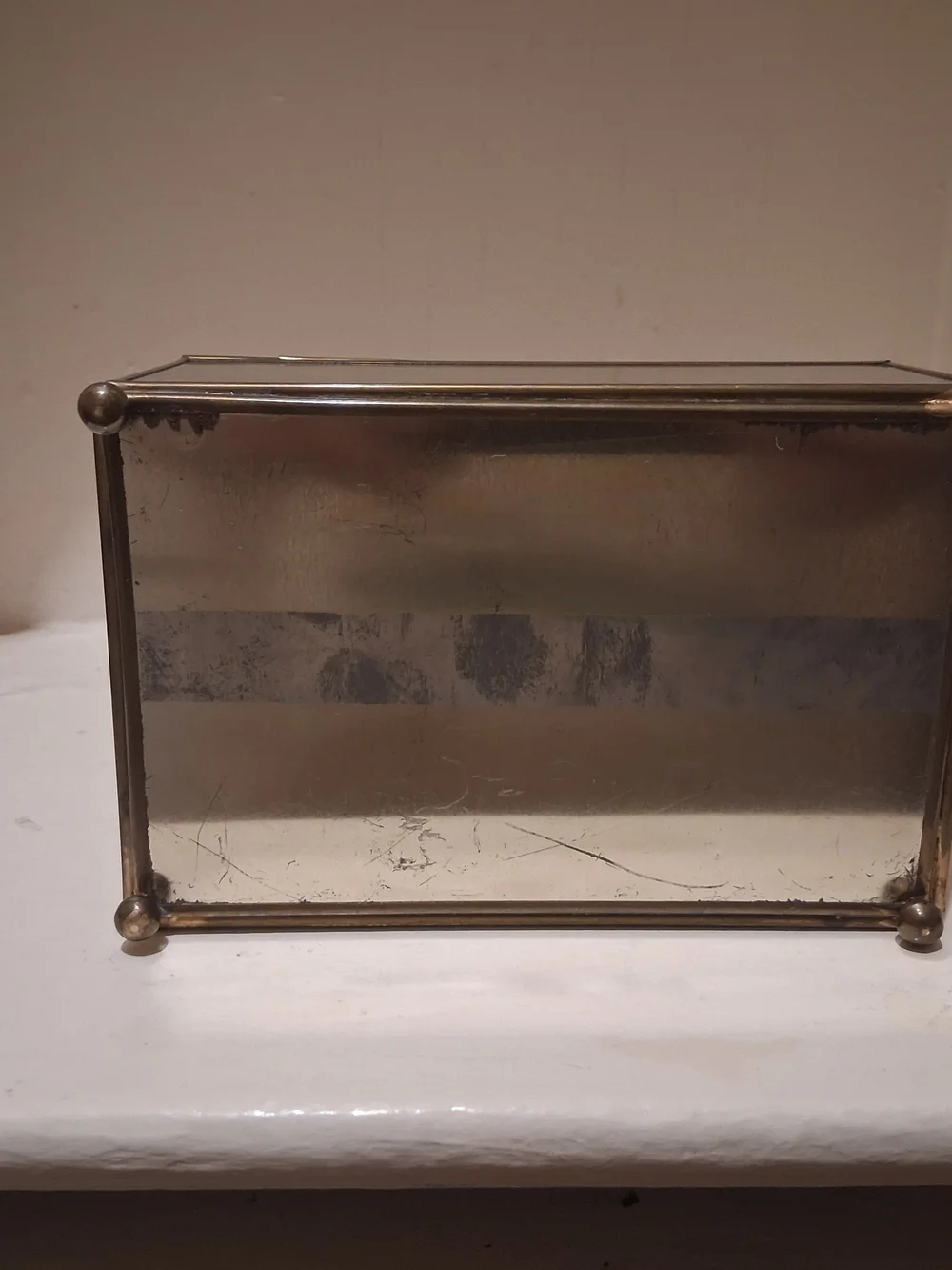 Vintage Brass & Stained Glass Jewelry Box